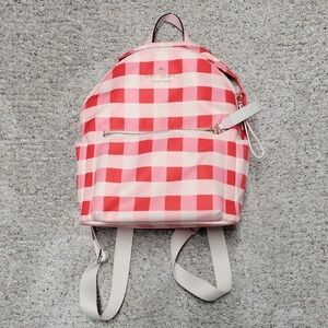 Kate Spade Red and White Checkered Backpack
